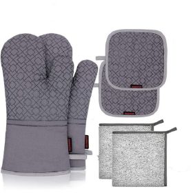 Non-Slip Pot Holders & Oven Mitts - 6 Piece Set