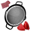 12.6-Inch Pre-Seasoned Cast Iron Grill Pan with Dual Handles