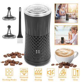 Electric Milk Frother Steamer 4 in 1 Multifunctional Hot Cold Milk Foam Maker Temperature Control Automatic Quiet Milk Warmer Latte Cappuccinos Diamon