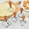 5pc Set of Geometric Cookie Cutters – Stainless Steel with Wooden Handles