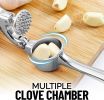 High quality garlic press with soft easy squeeze ergonomic handle, sturdy design extracts more cloves per clove, garlic crusher for nuts and seeds, pr