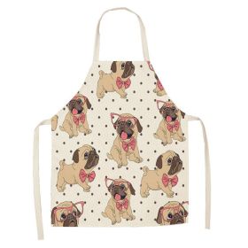 Cartoon Cute Dog Printed Cotton And Linen Apron Kitchen Home Cleaning Parent-child Sleeveless Coverall Generation Hair (Option: W 14024-47x38cm)