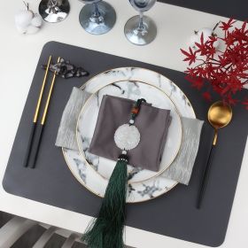 Home High-grade Leather Placemat (Option: Gray-Eight Pieces)