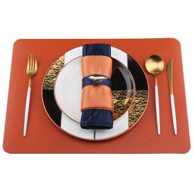 Home High-grade Leather Placemat (Option: Orange-Eight Pieces)