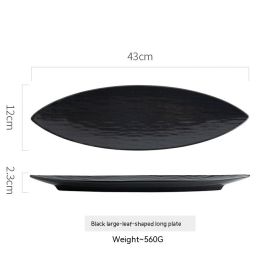 Japanese Style Sushi Plate Ceramic Dessert Plate (Option: 17 Inch Black Pointed Plate)