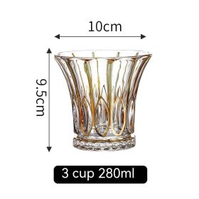 European Golden Rim Glass Drawing Golden Line (Option: Gold Painting No 3 Cup 280ml)