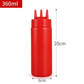 Plastic Sauce Squeezer Three Holes Jam Squeeze Bottle Sauce Bottle (Option: Three Hole Red 12oz360ml)