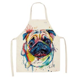 Cartoon Cute Dog Printed Cotton And Linen Apron Kitchen Home Cleaning Parent-child Sleeveless Coverall Generation Hair (Option: W 14018-47x38cm)