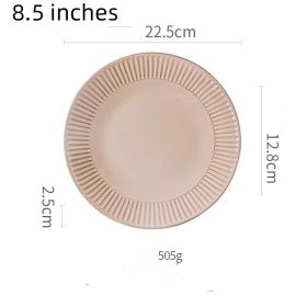 Vintage Ceramic Round Dessert Plate Rice Bowl (Option: Mud color-8.5inches-6PCS)