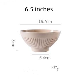 Vintage Ceramic Round Dessert Plate Rice Bowl (Option: Mud color-6.5inches-6PCS)