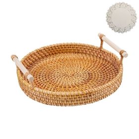 Rattan/Bamboo Woven Tray (Items: 22cm+10 Sheets Of Oil-absorbing Paper)