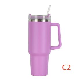 Stainless Steel Thermos Water Glass With Handle, Lid & Straw - 40 oz. (capacity: 1200ml, Color: C2)