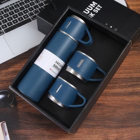 1 Set Stainless Steel Thermal Cup, With Gift Box (Color: Blue + Gift Box + 2 Cup Covers)