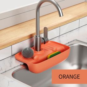 1pc Splash Guard For Sink Faucet; 10.63"x5.51"; Faucet Drain Rack; Super Absorbent Fast Drying Mat Sink Gadgets; Drip Catcher For Kitchen; Drain Stora (Color: Orange)