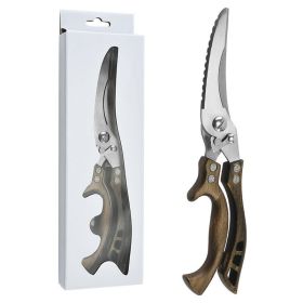 Multi-Purpose Stainless Steel Kitchen Poultry Shears (Color: Wood Grain Color 1 Piece)