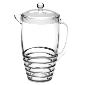 2.5 Quarts Designer Swirl Acrylic Pitcher with Lid (Color: as Pic)