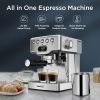 Stainless Steel Espresso Machine with milk frother