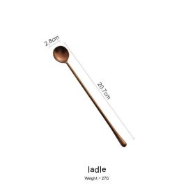 Japanese 304 Stainless Steel Rose Gold Knife, Fork And Spoon Chopsticks (Option: Long Handle Spoon)