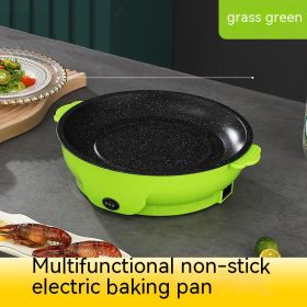 Takeaway Electric Baking Pan Mini Electric Griddle Household Non-stick Barbecue Oven Ingredients Supermarket Plate (Option: Grass Green-22cm-US)