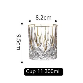 Golden Trim Gold Line Wine Glass Whiskey Decoration Cup (Option: Gold Painting No 2 Cup 300ml)