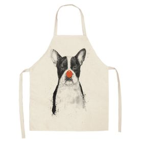 Cartoon Cute Dog Printed Cotton And Linen Apron Kitchen Home Cleaning Parent-child Sleeveless Coverall Generation Hair (Option: W 1403-47x38cm)