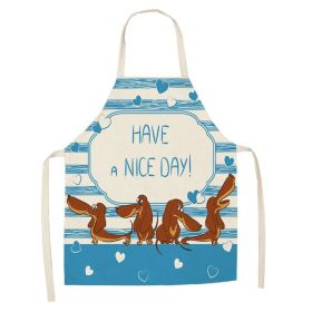 Cartoon Cute Dog Printed Cotton And Linen Apron Kitchen Home Cleaning Parent-child Sleeveless Coverall Generation Hair (Option: W 1407-47x38cm)