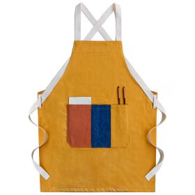 Household Minimalist Kitchen Baking Apron (Color: Yellow)