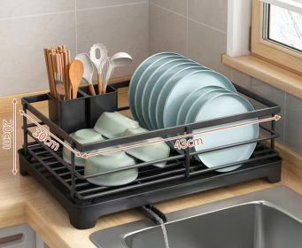 Kitchen Storage Rack Multi-functional Draining Bowl Rack Bowl Dish Tableware Storage Iron Dish Rack Sink Draining Bowl Rack (Color: Black)