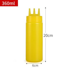 Plastic Sauce Squeezer Three Holes Jam Squeeze Bottle Sauce Bottle (Option: Three Hole Yellow 12oz360ml)