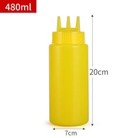 Plastic Sauce Squeezer Three Holes Jam Squeeze Bottle Sauce Bottle (Option: Three Hole Yellow 16oz480ml)